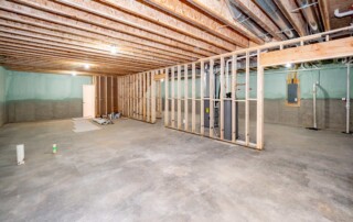 new basement with framed wall