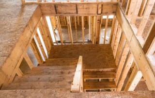 framing of staircase with landing and two sections
