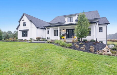 front view of white custom home
