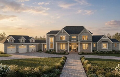 rendering of sprawling home with 3-stall garage