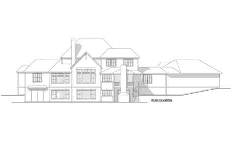 rear elevation drawing of luxury home