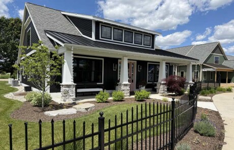 left angled front view of black home