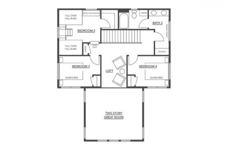floor plan for second floor of lake home